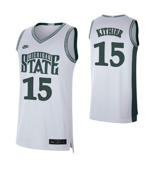 Michigan State Spartans 15 Thomas Kithier Retro Limited College Basketball Jersey White retro stitched fan jersey
