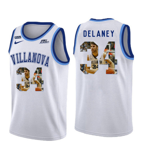 Villanova Wildcats 34 Tim Delaney College Basketball Jersey White 11212 retro stitched fan jersey RTJ1437 image 1