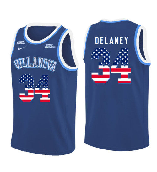 Villanova Wildcats 34 Tim Delaney College Basketball Jersey Blue 5452 retro stitched fan jersey RTJ7197 image 1