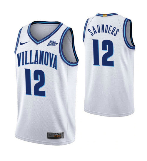 Villanova Wildcats 12 Tim Saunders White College Basketball Jersey retro stitched fan jersey RTJ1488 image 1