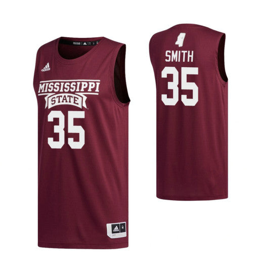 Mississippi State Bulldogs 35 Tolu Smith College Basketball Jersey Maroon retro stitched fan jersey RTJ9254 image 1