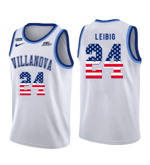 Villanova Wildcats 24 Tom Leibig College Basketball Jersey White 11200 retro stitched fan jersey RTJ1449 image 1
