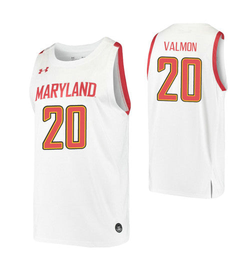 Maryland Terrapins 20 Travis Valmon College Basketball Jersey White retro stitched fan jersey RTJ9941 image 1