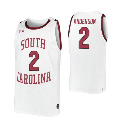 South Carolina Gamecocks 2 Trey Anderson White College Basketball Jersey retro stitched fan jersey RTJ2336 image 1