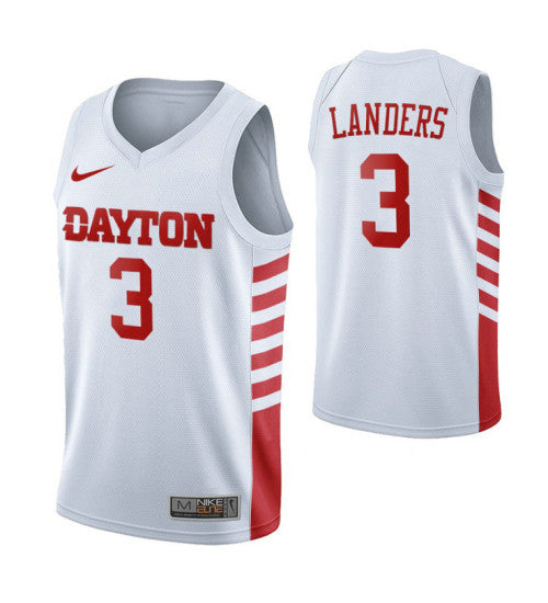 Dayton Flyers 3 Trey Landers College Basketball Jersey White retro stitched fan jersey RTJ5781 image 1