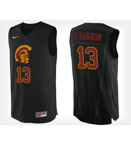 USC Trojans 13 Charles Obannon Jr Black Alternate College Basketball Jersey retro stitched fan jersey RTJ1694 image 1