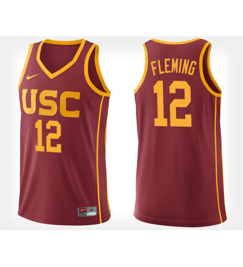 USC Trojans 12 Devin Fleming Cardinal Home College Basketball Jersey retro stitched fan jersey RTJ7458 image 1