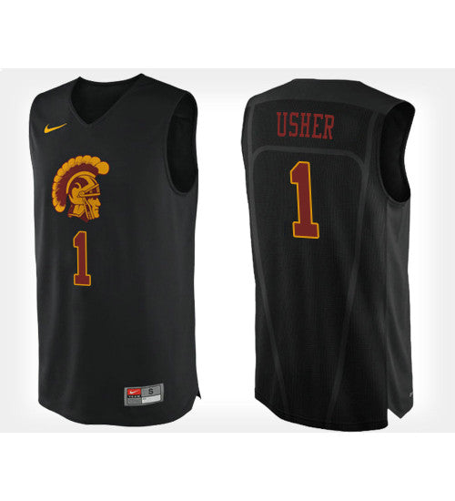 USC Trojans 1 Jordan Usher Black Alternate College Basketball Jersey retro stitched fan jersey RTJ7478 image 1