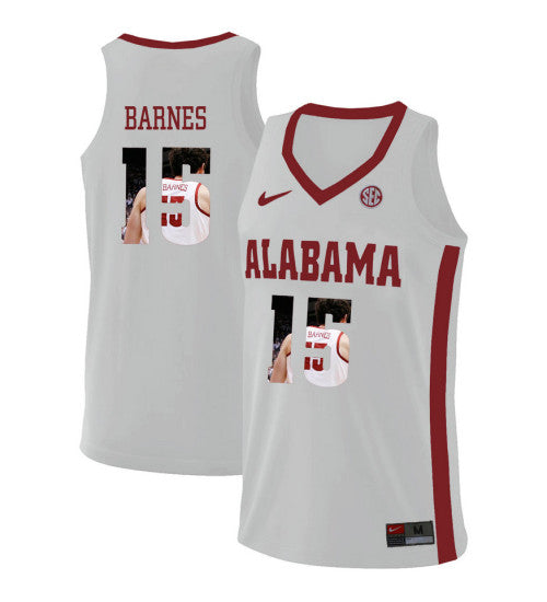 Alabama Crimson Tide 15 Tyler Barnes College Basketball Jersey White 5930 retro stitched fan jersey RTJ6719 image 1