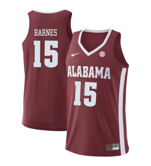 Alabama Crimson Tide 15 Tyler Barnes College Basketball Jersey Red 19 retro stitched fan jersey RTJ12630 image 1