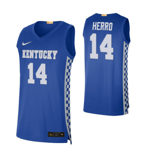 Kentucky Wildcats 14 Tyler Herro Royal College Basketball Jersey retro stitched fan jersey RTJ4540 image 1