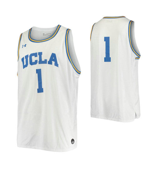 UCLA Bruins 1 College Basketball Jersey White retro stitched fan jersey RTJ1857 image 1
