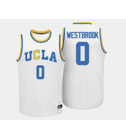 UCLA Bruins 0 Russell Westbrook White Home College Basketball Jersey retro stitched fan jersey RTJ7621 image 1