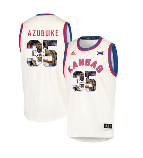 Kansas Jayhawks 35 Udoka Azubuike College Basketball Jersey Cream retro stitched fan jersey RTJ10573 image 1