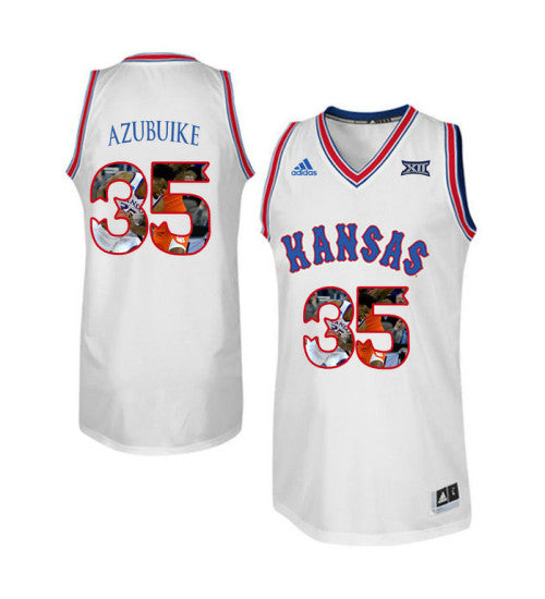 Kansas Jayhawks 35 Udoka Azubuike College Basketball Jersey White 2079 retro stitched fan jersey RTJ10570 image 1