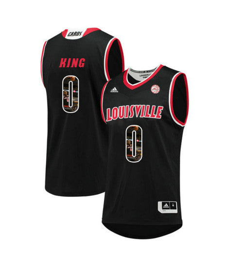Louisville Cardinals 0 Vj King College Basketball Jersey Black retro stitched fan jersey RTJ10279 image 1