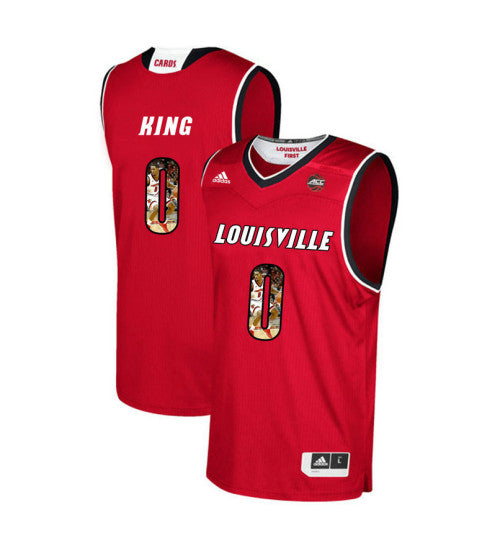 Louisville Cardinals 0 Vj King College Basketball Jersey Red retro stitched fan jersey RTJ10278 image 1