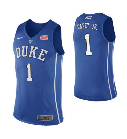 Duke Blue Devils 1 Vernon Carey Jr Royal College Basketball Jersey 1035 retro stitched fan jersey RTJ11614 image 1