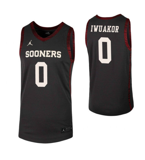 Victor Iwuakor College Basketball Jersey Anthracite Oklahoma Sooners retro stitched fan jersey RTJ1509 image 1
