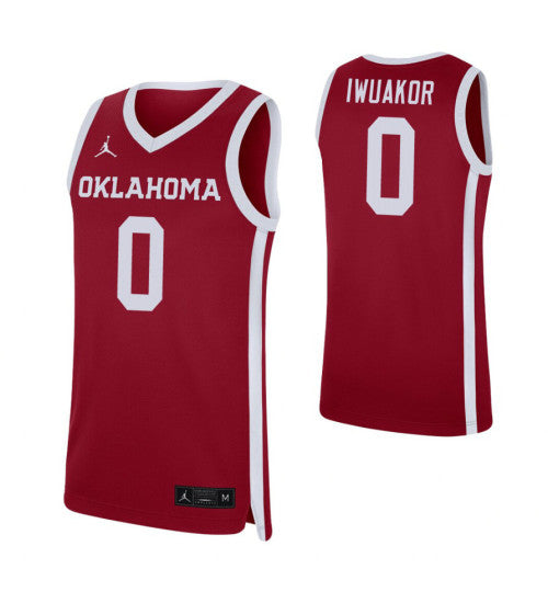 Victor Iwuakor College Basketball Jersey Crimson Oklahoma Sooners retro stitched fan jersey RTJ1508 image 1