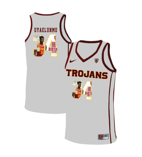 USC Trojans 34 Victor Uyaelunmo College Basketball Jersey White 11012 retro stitched fan jersey RTJ1637 image 1