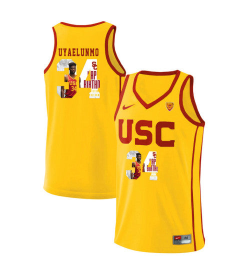 USC Trojans 34 Victor Uyaelunmo College Basketball Jersey Yellow 5255 retro stitched fan jersey RTJ7394 image 1