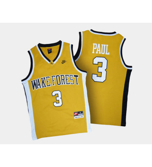 Wake Forest Demon Deacons 3 Chris Paul Gold Alternate College Basketball Jersey retro stitched fan jersey RTJ1299