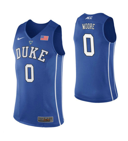 Duke Blue Devils 0 Wendell Moore Royal College Basketball Jersey retro stitched fan jersey RTJ5749 image 1