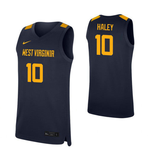 West Virginia Mountaineers Jermaine Haley College Basketball Jersey Navy retro stitched fan jersey RTJ6884 image 1