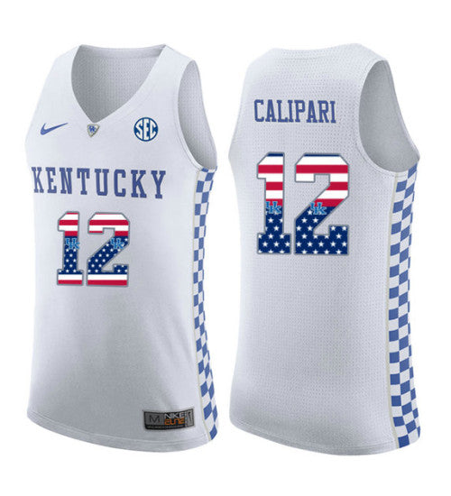 Kentucky Wildcats 12 Brad Calipari College Basketball Jersey White retro stitched fan jersey RTJ10409 image 1