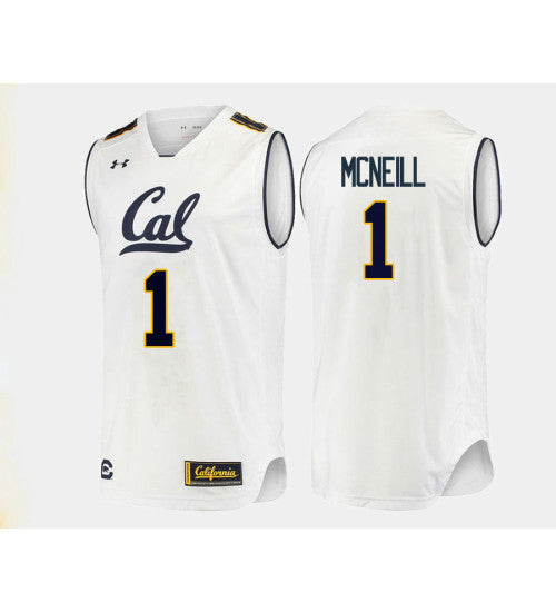 California Golden Bears 1 Darius Mcneill College Basketball Jersey White retro stitched fan jersey RTJ12040 image 1