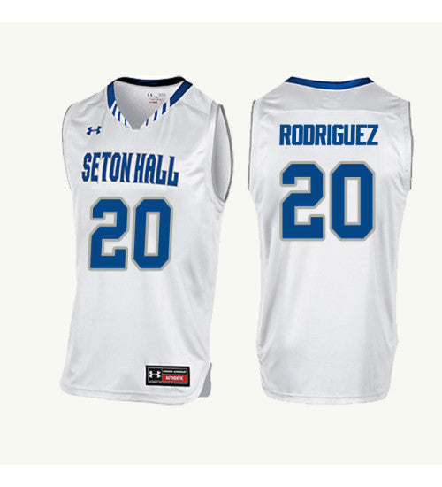 Seton Hall Pirates 20 Desi Rodriguez College Basketball Jersey White retro stitched fan jersey RTJ8156 image 1