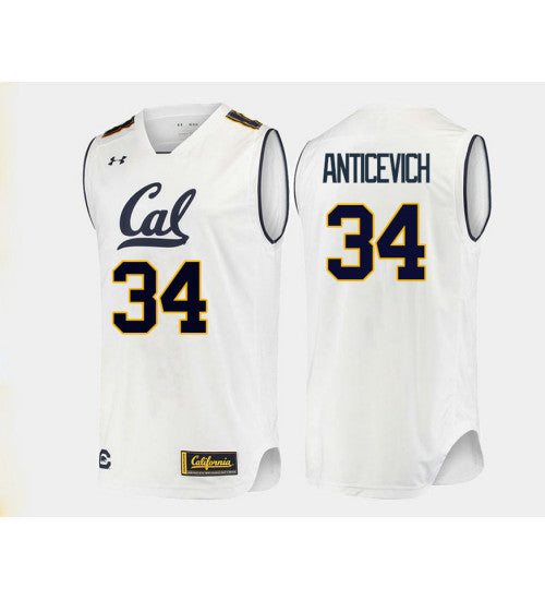 California Golden Bears 34 Grant Anticevich College Basketball Jersey White retro stitched fan jersey RTJ11976 image 1