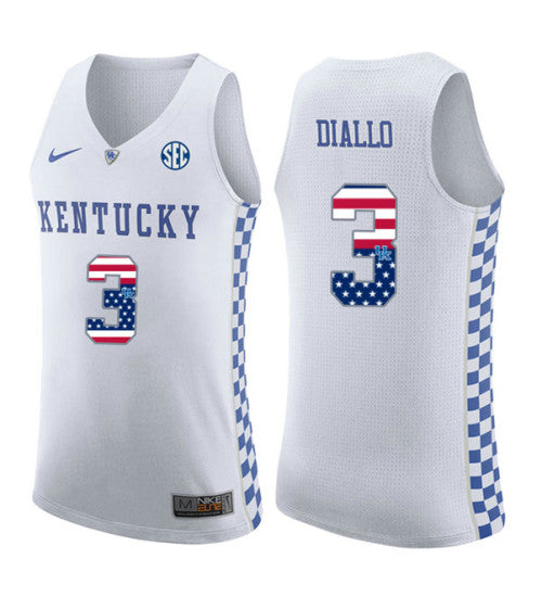 Kentucky Wildcats 3 Hamidou Diallo College Basketball Jersey White retro stitched fan jersey RTJ10353 image 1
