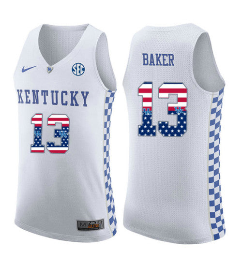 Kentucky Wildcats 13 Jemarl Baker College Basketball Jersey White retro stitched fan jersey RTJ4549 image 1
