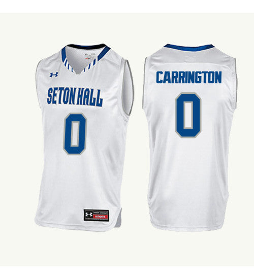Seton Hall Pirates 0 Khadeen Carrington College Basketball Jersey White retro stitched fan jersey RTJ2388 image 1