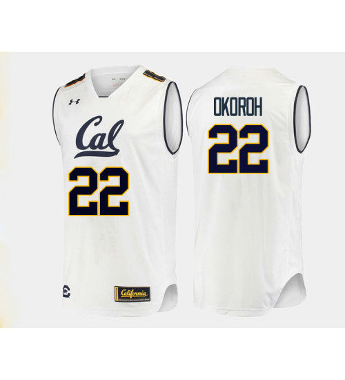 California Golden Bears 22 Kingsley Okoroh College Basketball Jersey White retro stitched fan jersey RTJ11997 image 1