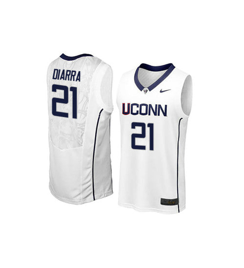 UConn Huskies 21 Mamadou Diarra College Basketball Jersey White retro stitched fan jersey RTJ7520 image 1