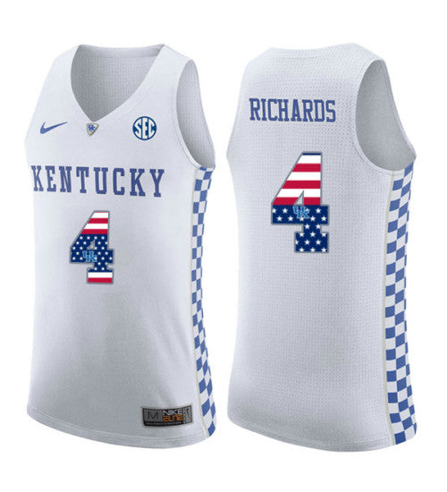 Kentucky Wildcats 4 Nick Richards College Basketball Jersey White retro stitched fan jersey RTJ10333 image 1