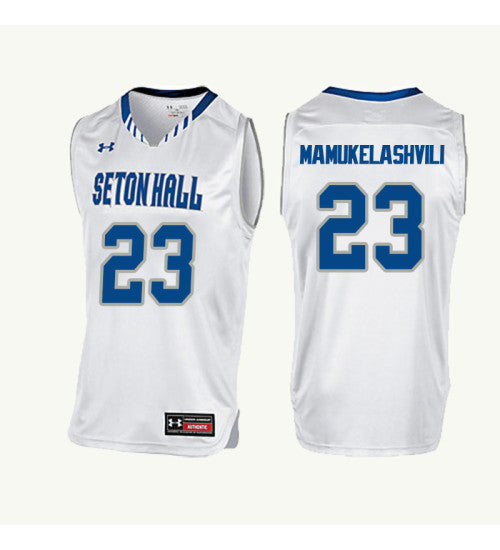 Seton Hall Pirates 23 Sandro Mamukelashvili College Basketball Jersey White retro stitched fan jersey RTJ2372 image 1