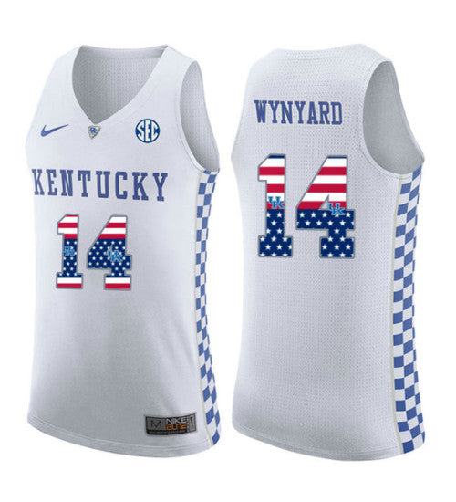 Kentucky Wildcats 14 Tai Wynyard College Basketball Jersey White retro stitched fan jersey RTJ10399 image 1