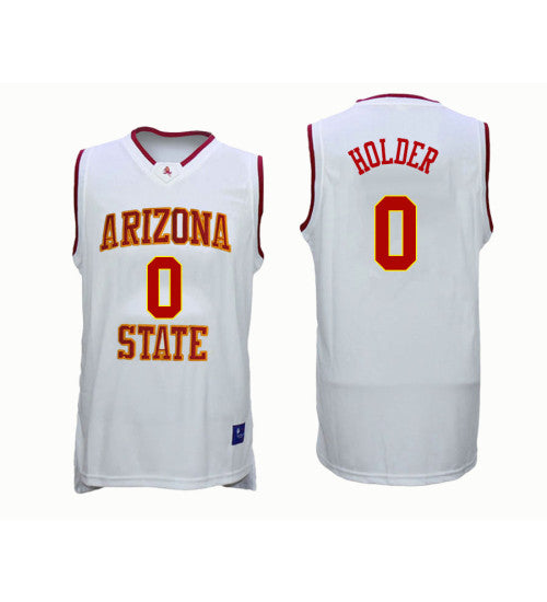 Arizona State Sun Devils 0 Tra Holder College Basketball Jersey White retro stitched fan jersey RTJ12544 image 1