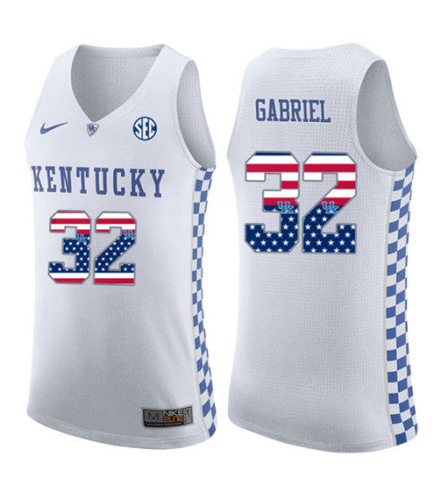 Kentucky Wildcats 32 Wenyen Gabriel College Basketball Jersey White retro stitched fan jersey RTJ4482 image 1