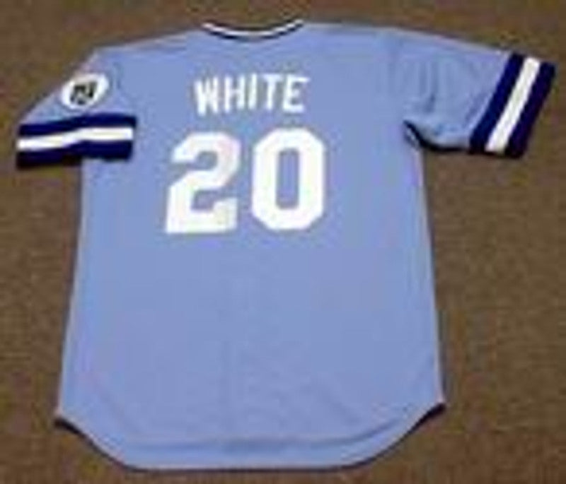 FW KCR 1985 Away Throwback Baseball Stitched Jersey, Vintage Baseball Jersey, Retro Sewn Jersey
