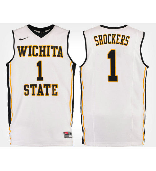 Wichita State Shockers 1 White College Basketball Jersey retro stitched fan jersey RTJ1108 image 1