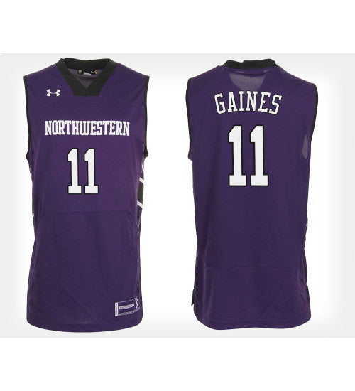 Northwestern Wildcats 11 Anthony Gaines Purple Home College Basketball Jersey retro stitched fan jersey RTJ3010 image 1