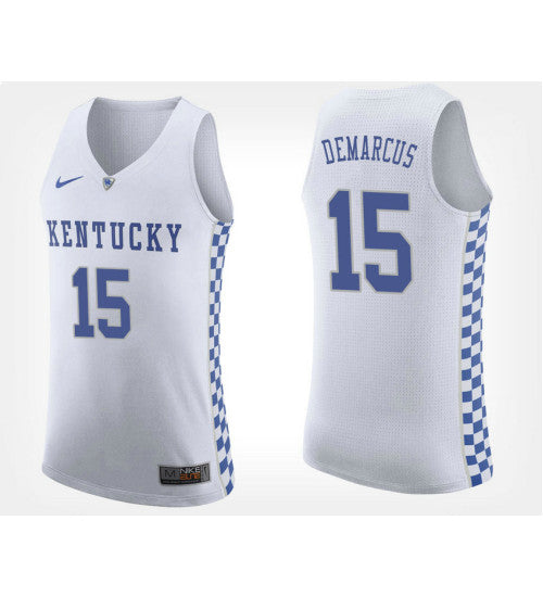 Kentucky Wildcats 15 Demarcus Cousins White Road College Basketball Jersey retro stitched fan jersey RTJ4536 image 1