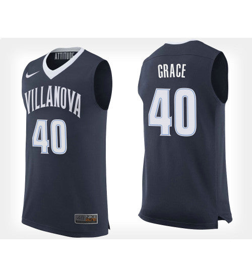 Villanova Wildcats 40 Denny Grace Navy Home College Basketball Jersey retro stitched fan jersey RTJ1421 image 1