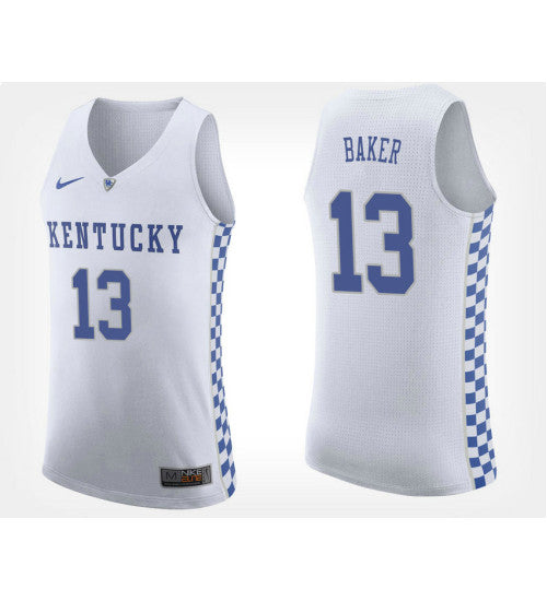 Kentucky Wildcats 13 Jemarl Baker White Road College Basketball Jersey retro stitched fan jersey RTJ10402 image 1