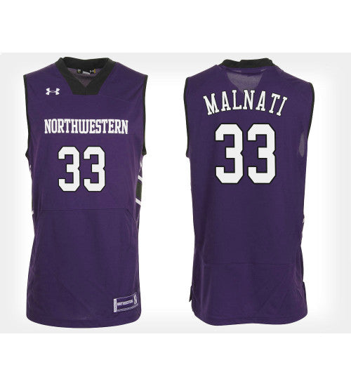 Northwestern Wildcats 33 Tino Malnati Purple Home College Basketball Jersey retro stitched fan jersey RTJ8797 image 1